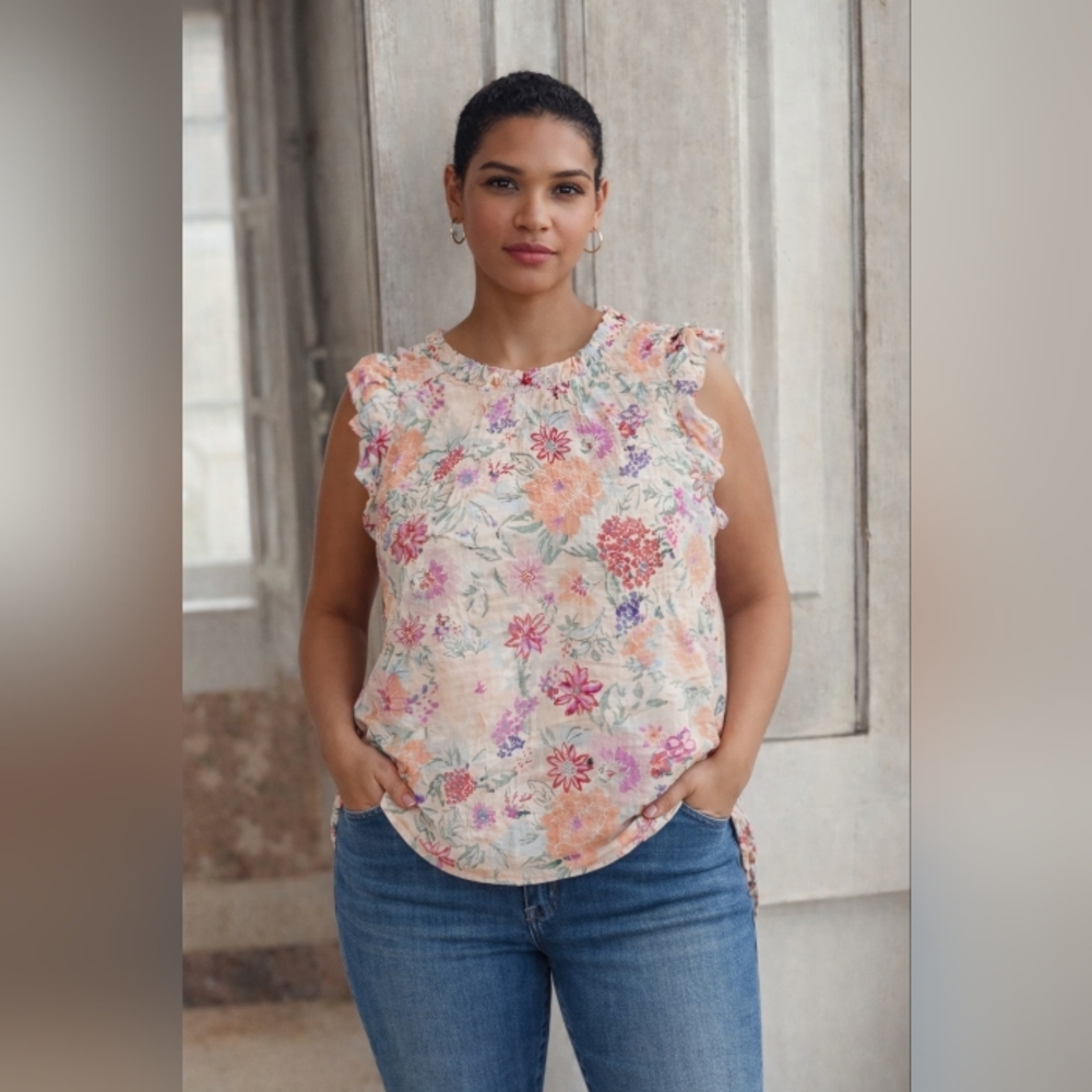 LOFT Multicolor Floral Ruffle Blouse - Picture 2 of 3